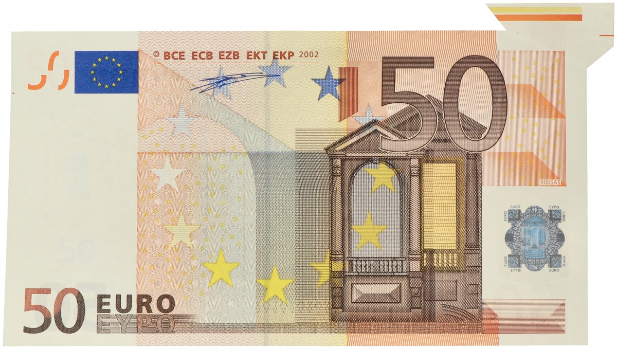 Nederland. 50 euro. Misdruk - met stuk velrand. Type 2002. - UNC.