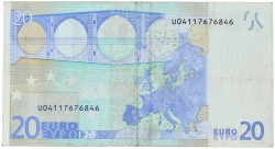 Nederland. 20 euro. Misdruk. Type 2002. - Zeer Fraai.