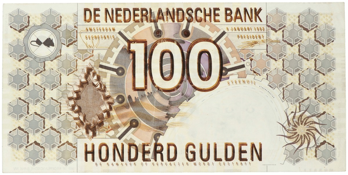 Nederland. 100 gulden. Misdruk - dubbele druk. Type 1992. - Zeer Fraai.