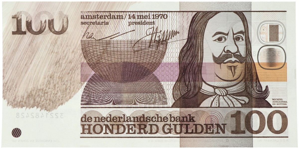 Nederland. 100 gulden. Misdruk - grote inktvlek. Type 1970. - UNC.