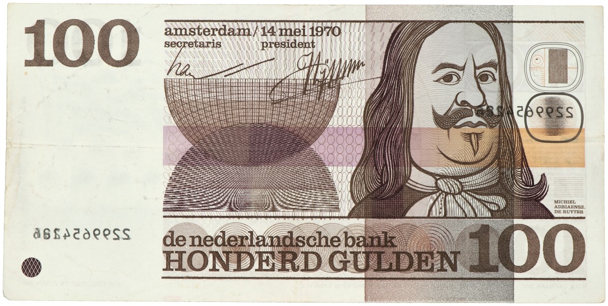 Nederland. 100 gulden. Misdruk - nummers voorzijde. Type 1970. - Zeer Fraai.