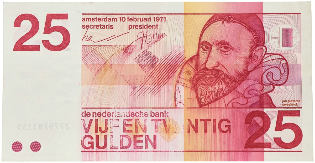 Nederland. 25 gulden. Misdruk - kleur doorloop. Type 1971. - Zeer Fraai.