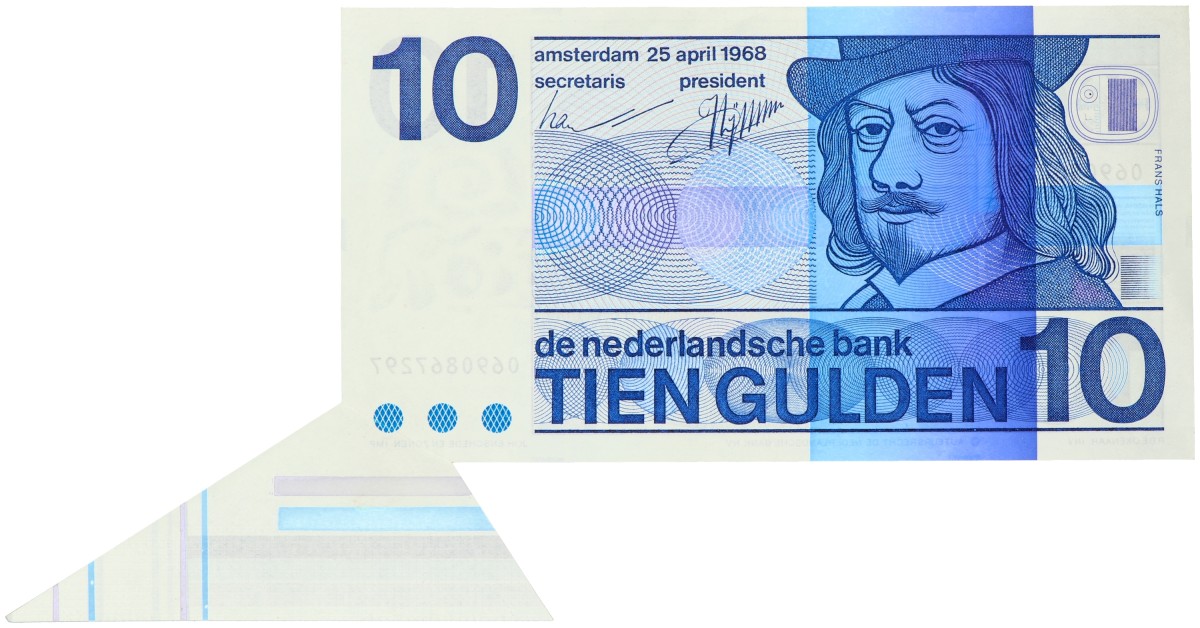 Nederland. 10 gulden. Misdruk - velrand. Type 1968. - UNC.