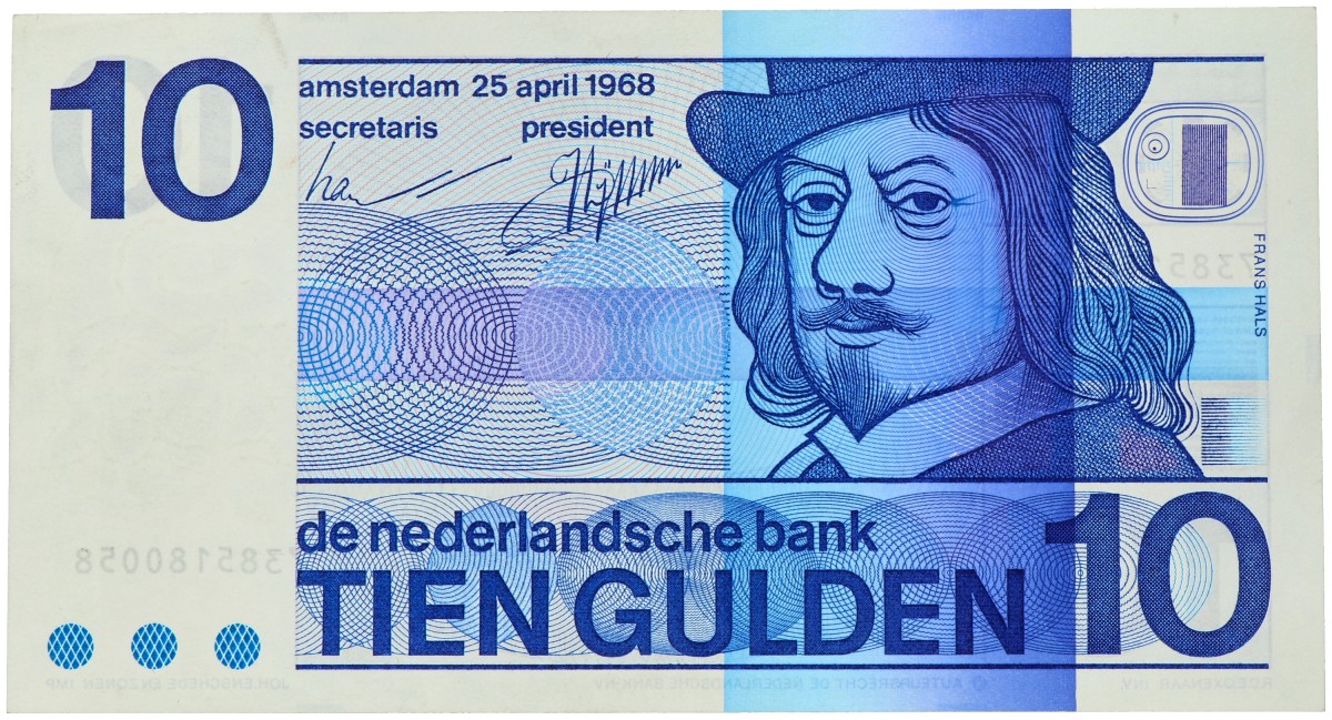 Nederland. 10 gulden. Misdruk - verschoven nummers. Type 1968. - Prachtig.