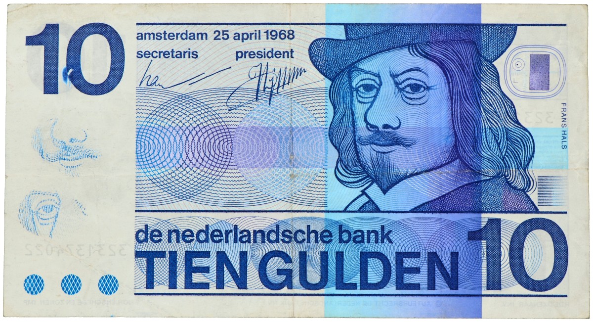 Nederland. 10 gulden. Misdruk - frans hals 2x op voorzijde. Type 1968. - Zeer Fraai.
