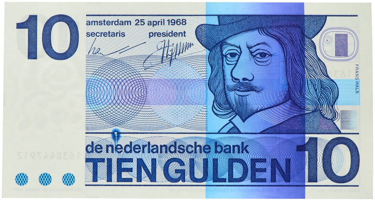 Nederland. 10 gulden. Misdruk - inktvlek. Type 1968. - UNC.