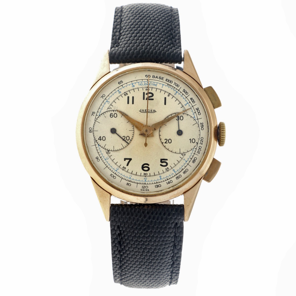 Jaeger Chronograph 18K. Vintage - Heren polshorloge. 