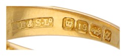 Antieke 18K geelgouden Engelse ring met opaal en diamant.