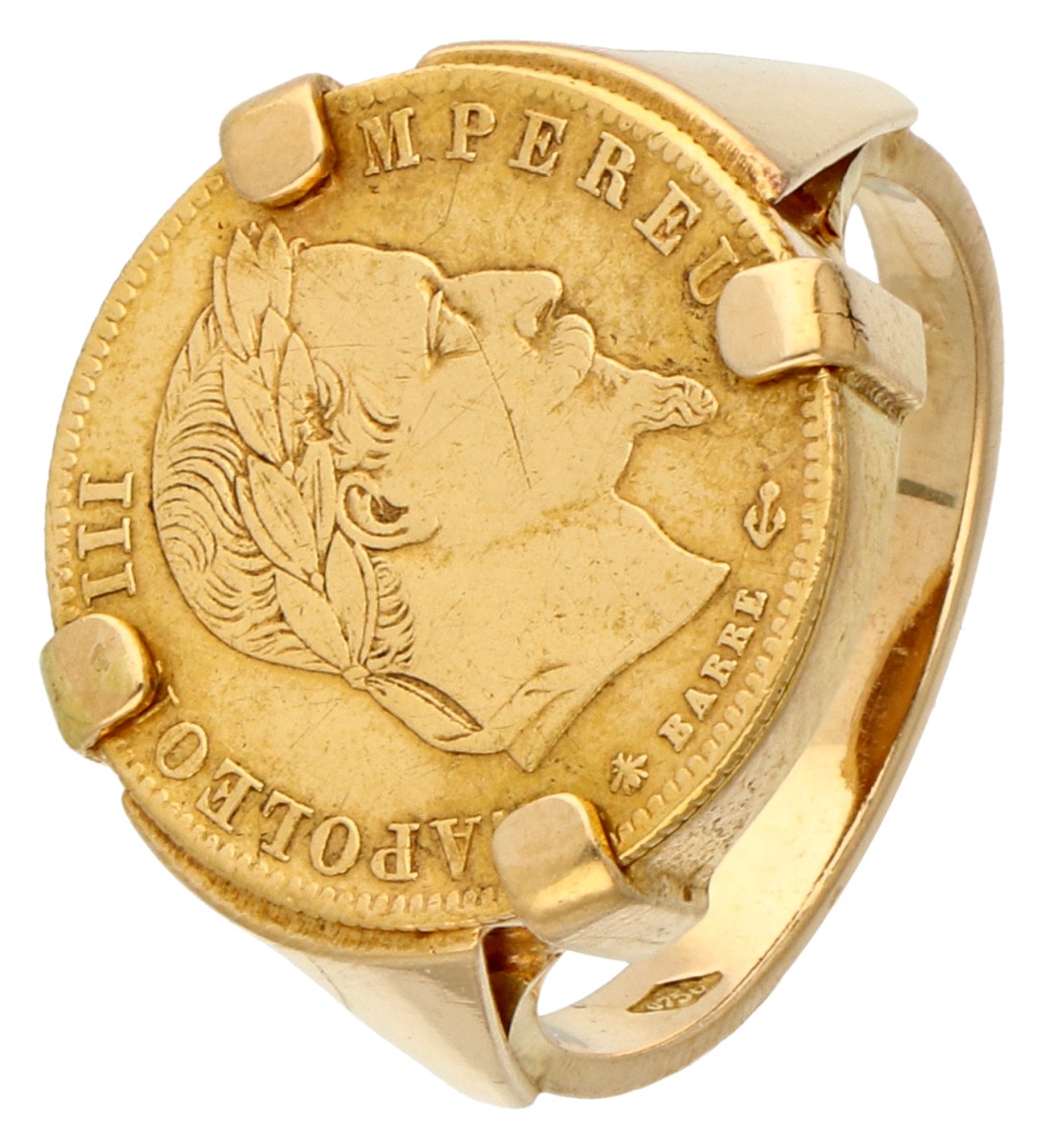 18K Geelgouden Napoleon III munt ring.