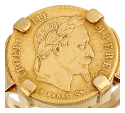 18K Geelgouden Napoleon III munt ring.