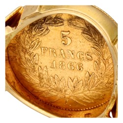 18K Geelgouden Napoleon III munt ring.