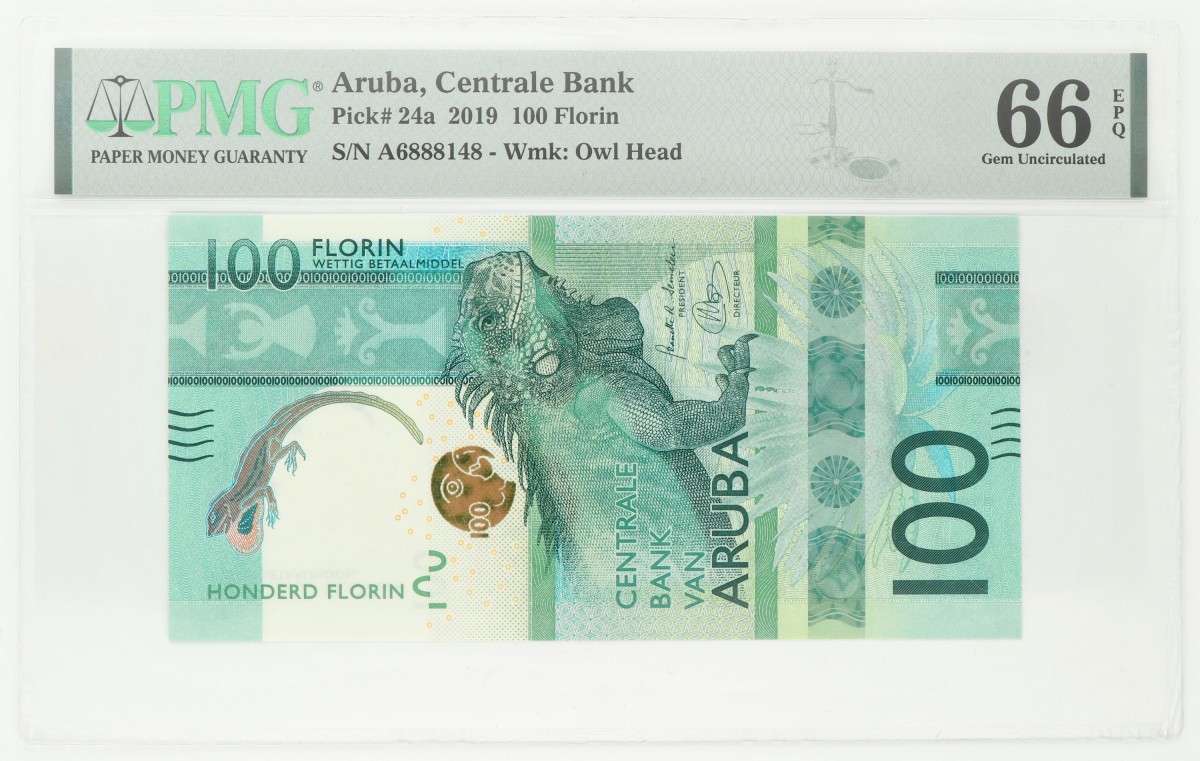 Aruba. 100 florin. Banknote. Type 2019. - PMG 66EPQ.