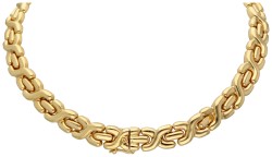 Gecertificeerd 18K geelgouden choker collier met natuurlijke saffier en diamant.