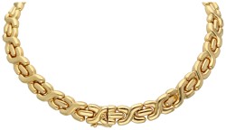 Gecertificeerd 18K geelgouden choker collier met natuurlijke saffier en diamant.