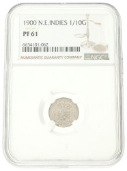 1/10 Gulden - geslagen met gepolijste stempels. Nederlands-Indië. Wilhelmina. 1900. PF 61.
