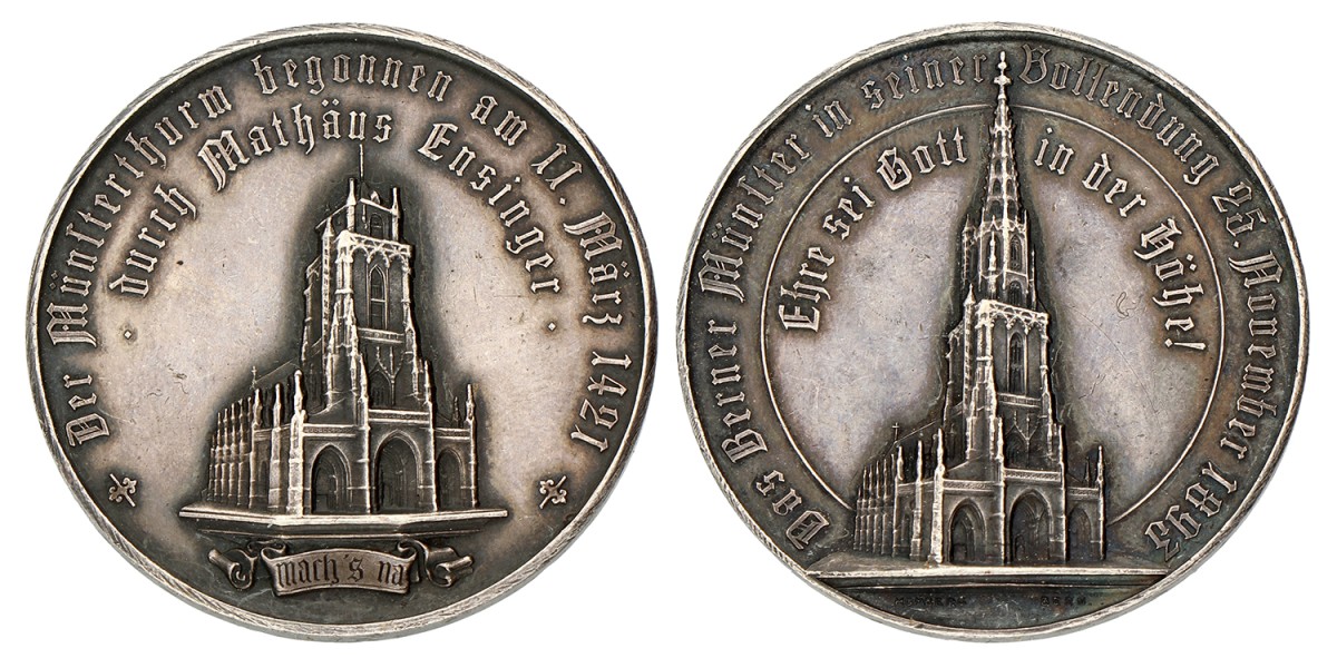 Switzerland. Bern. 1893. Completion of the Berner münster Thurm.