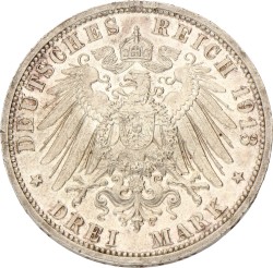 No reserve - German States. Prussia. Wilhelm II. 3 Mark. 1913 A.