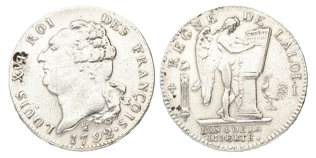 France. Constitutional Monarchy. Louis XVI. 30 Sols. 1792/ L'Án 4.