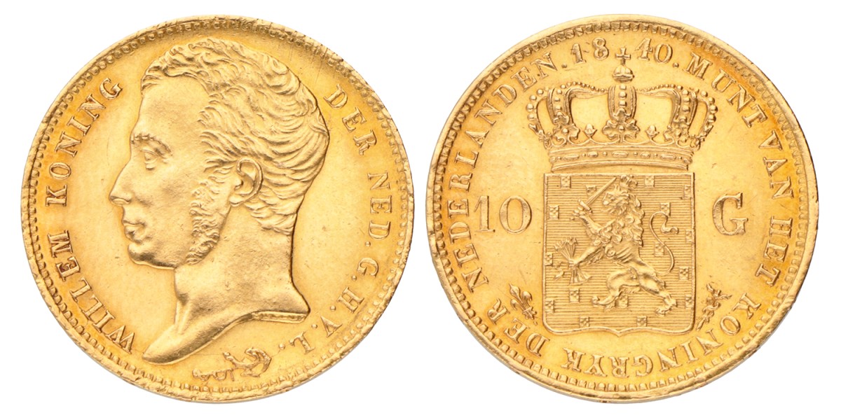 10 Gulden. Willem I. 1840. Prachtig +.