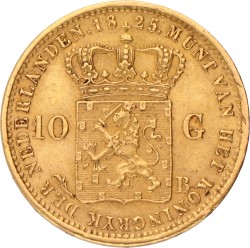 No reserve - 10 gulden. Willem I. 1825 B. Zeer Fraai +.