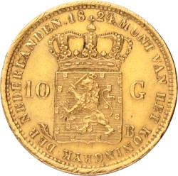 10 Gulden. Willem I. 1824 B. Zeer Fraai / Prachtig.