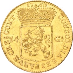 Gouden rijder van 14 gulden. Utrecht. 1760. Prachtig.