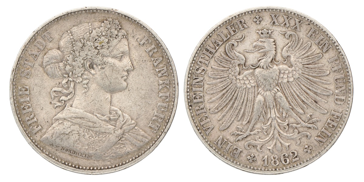 German states. Frankfurt. Thaler. 1862.