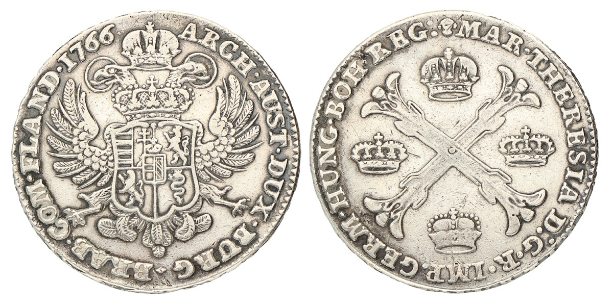 Kronenthaler. Brabant. Brussel. Maria Theresia. 1766. Zeer Fraai.