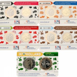 Nederland. Serie (5) Ik hou van Holland Penning in Coincard. Bicolor. 2014 t/m 2018.