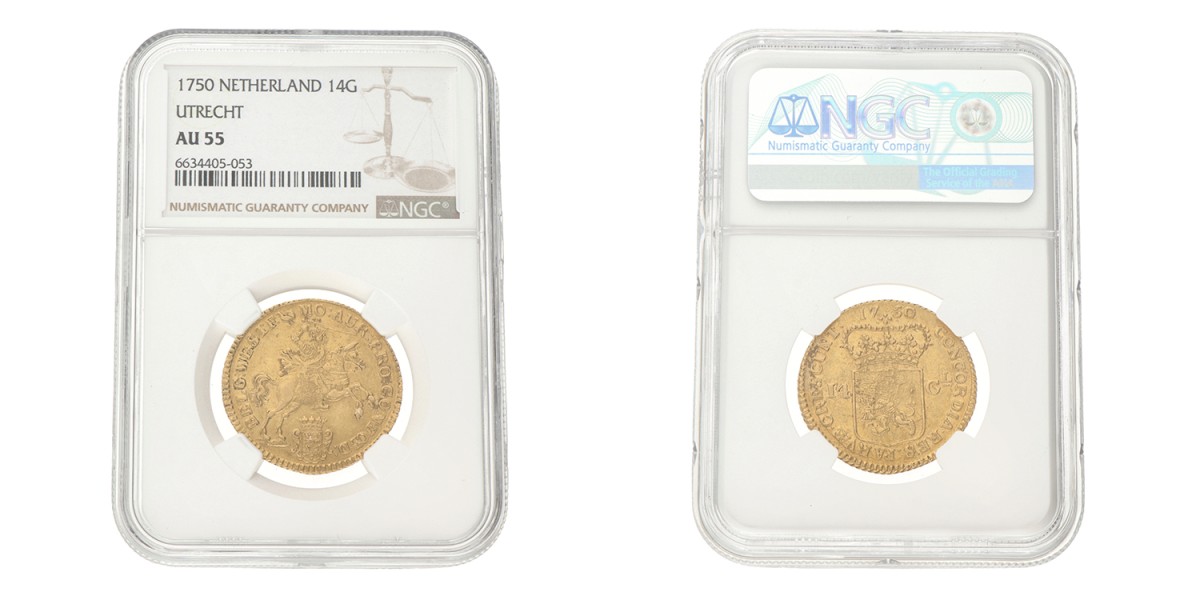 Gouden rijder van 14 gulden. West-Friesland. 1750. AU 55.