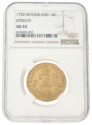 Gouden rijder van 14 gulden. West-Friesland. 1750. AU 55.