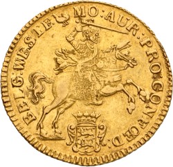 Gouden rijder van 14 gulden. West-Friesland. 1750. AU 55.