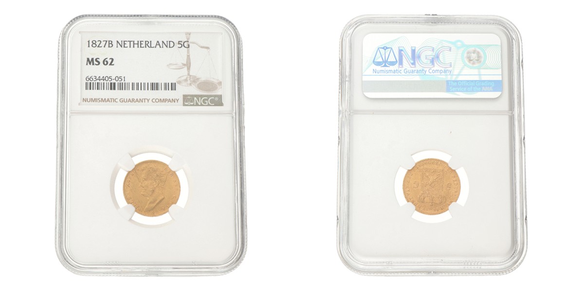 5 Gulden. Willem I. 1827 B (open). MS 62.