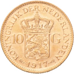 10 Gulden. Wilhelmina. 1917. MS 65.