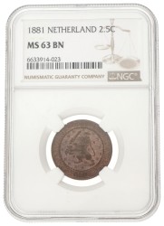 2½ Cent. Willem III. 1881. MS 63 BN.