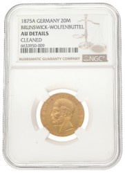 German states. Brunswick-Wolfenbuttel. Wilhelm I. 20 Mark. 1875 A.