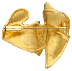  Björn Weckström 'Lotus' gouden / platina broche voor Lapponia. 