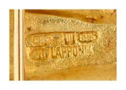  Björn Weckström 'Lotus' gouden / platina broche voor Lapponia. 