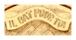 18K Geelgouden liefdeshanger 'Il bat pour toi' met synthetische saffier.