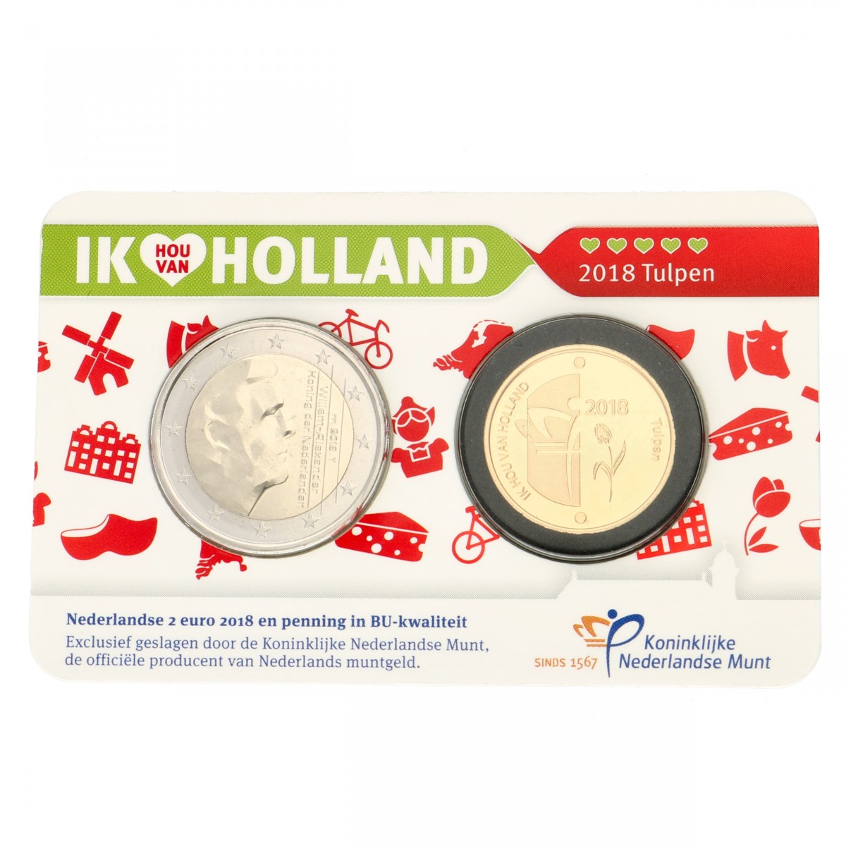 Nederland. Ik hou van Holland Penning in Coincard. Goud. 2018