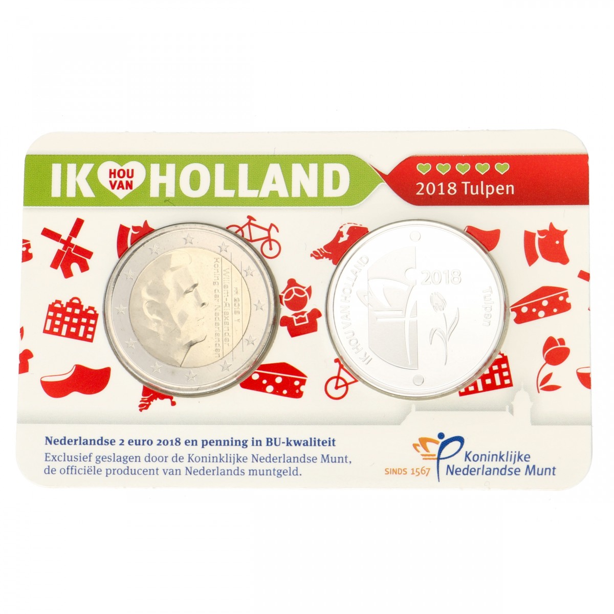 Nederland. Ik hou van Holland. Penning in Coincard. Zilver. 2018