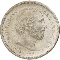 25 Cent. Willem III. 1890 Met punt. UNC details.
