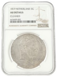 3 Gulden. Willem I. 1819. AU Details.