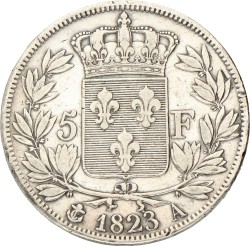 No reserve - France. Second kingdom. Louis XVIII. 5 Francs. 1823 A.