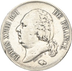 No reserve - France. Second kingdom. Louis XVIII. 5 Francs. 1823 A.