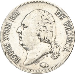 No reserve - France. Second kingdom. Louis XVIII. 5 Francs. 1823 A.