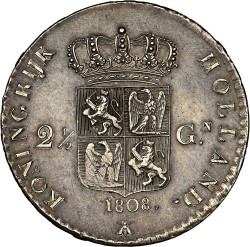 2½ Gulden. Lodewijk Napoleon. 1808. AU 55