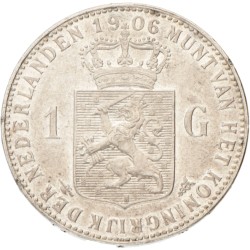 1 Gulden. Wilhelmina. 1906. AU 58