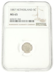 5 Cent. Willem III. 1887. MS 65.