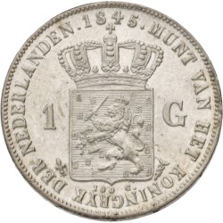 1 Gulden. Willem II. 1845. AU 58.